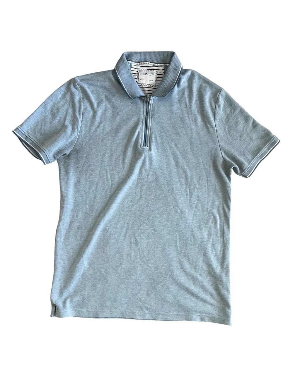 Denim & Flower Light Blue Half-Zip Polo Size Medium
